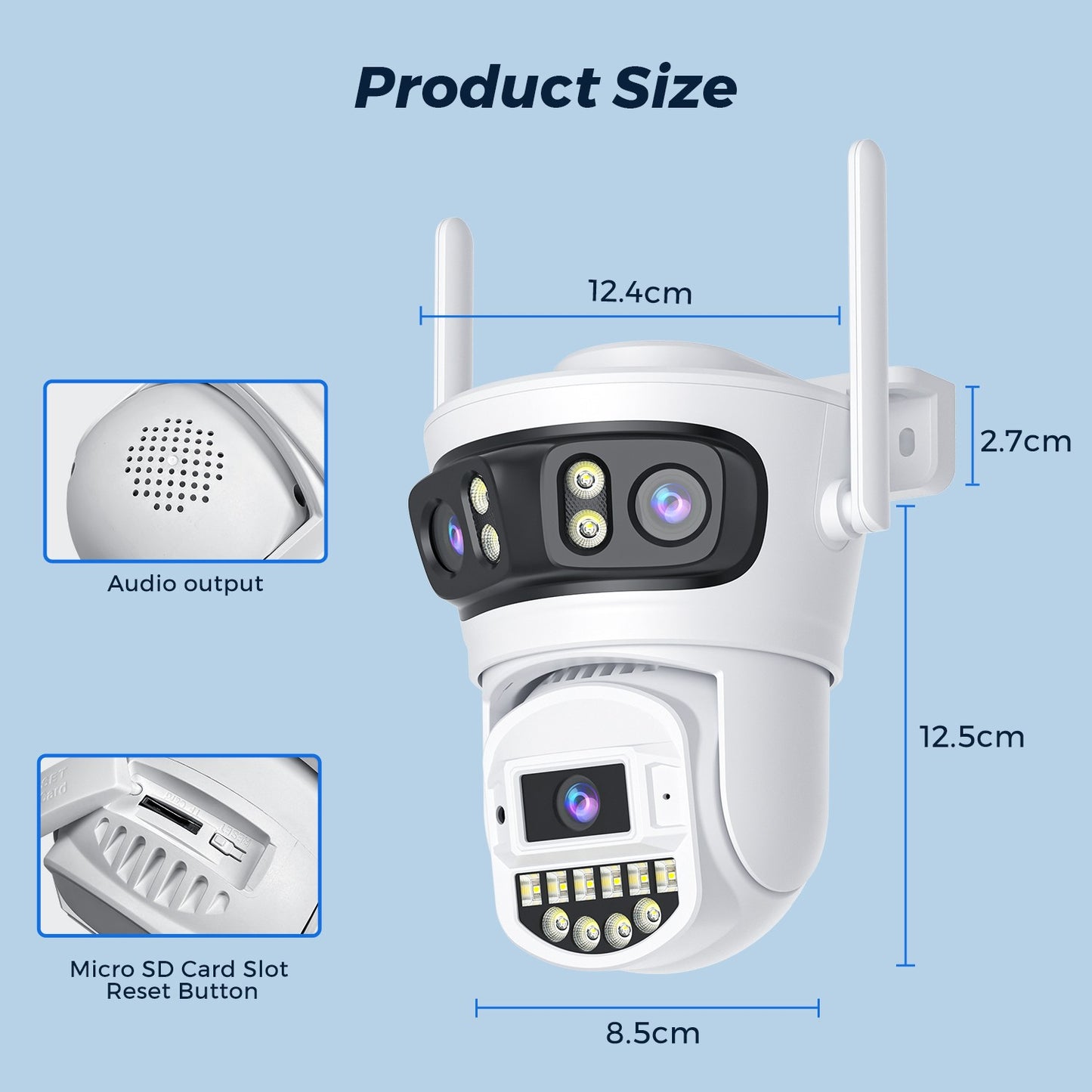 15MP 8K HD Wifi Surveillance Camera Outdoor Three Lens Three Screens Security IP Camera Human Detection 5G Wifi Camera O-KAM PRO
