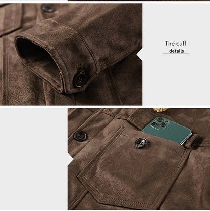 NEEDLESNOAH Autumn Winter Men Warm Pilot Jackets Fleece Suede Thick Coats Male Single Breasted Classic Parkas Fahion Windbreaker