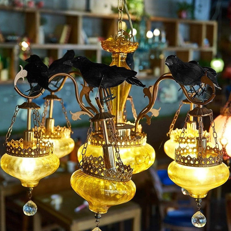 3/4/6Pcs Simulation Black Crow Animal Model Artificial Crow Black Bird Raven Home Decoration Party Prop Garden Decor 20x9x6cm