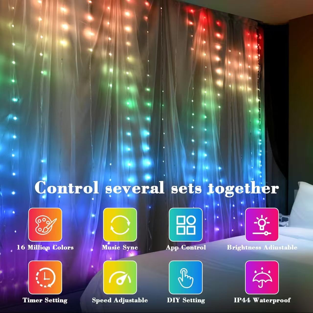 DC5V WS2812 Fairy Lights Curtain Led String RGBIC Led String Light Decor Dimmable Bluetooth APP Control for DIY Christmas Party