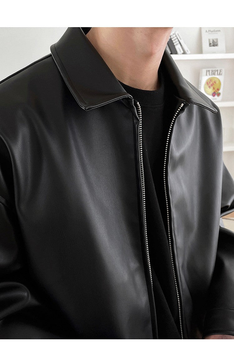 Mauroicardi Spring Autumn Cool Luxury Short Black Soft Light Pu Leather Jacket Men Zipper Casual Mens Jackets and Coats Fashion