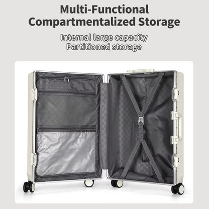 Suitcase Front Opening Pocket Aluminum Alloy Frame Rolling Luggage with USB Charging Plug Trolley Carry-on Case Bag with Wheel