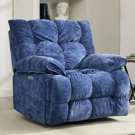 Oversized Rocker Recliner Chair,Power Swivel Recliner for Living Room,Overstuffed Extra Wide Rocking Recliners with Padded Lumba