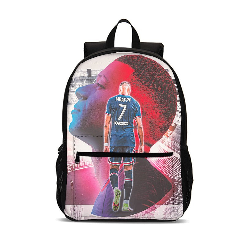 M-Mochila Esportiva Mbappes Football com Zíper Relâmpago Mochila Escolar Esportiva Mochila Escolar Jogador Estrela Mochilas para Livros