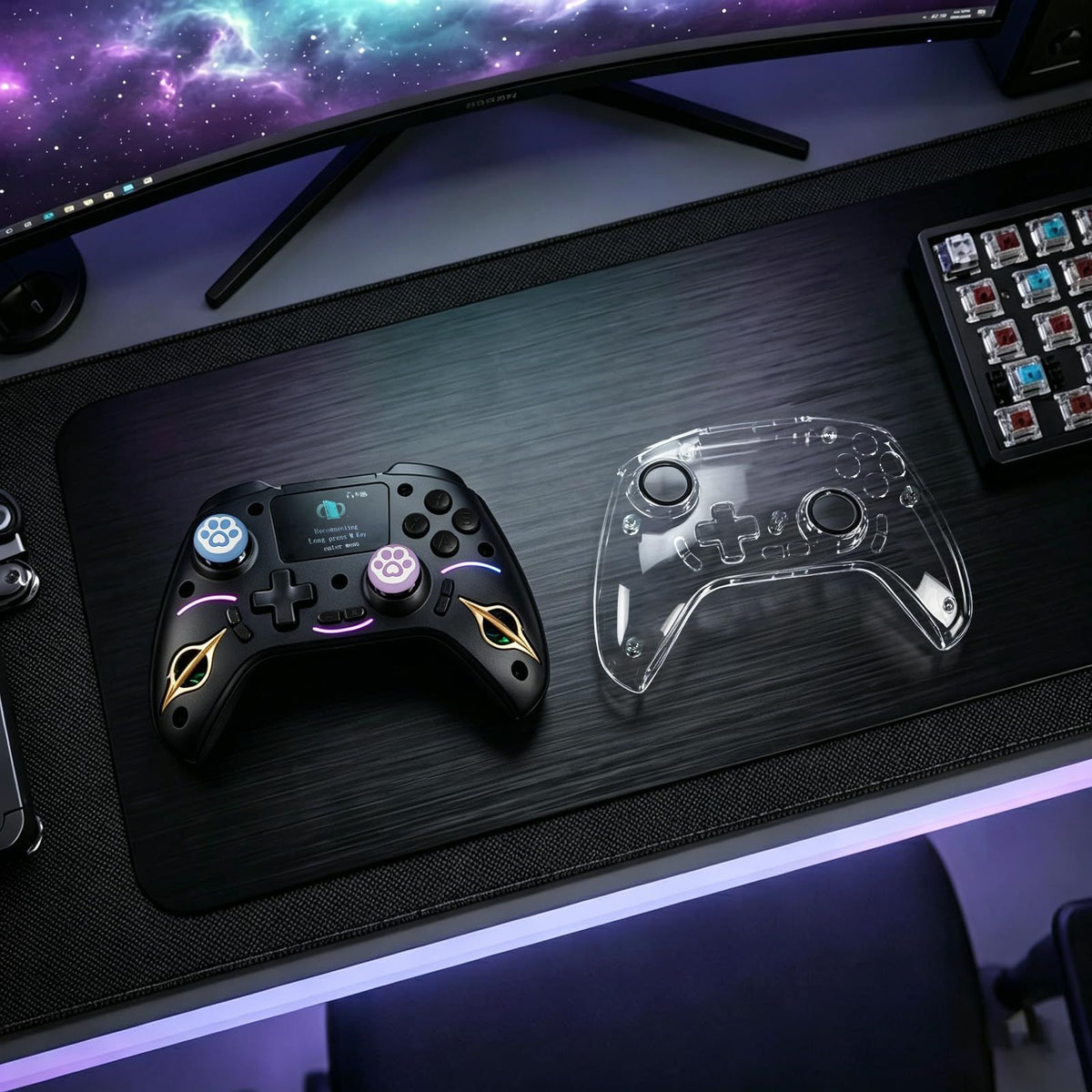 Hall effect Joystick Trigger Smart Screen Wireless Controller For Switch P4 iOS Android PC TV Dual Hall Joystick RGB Light