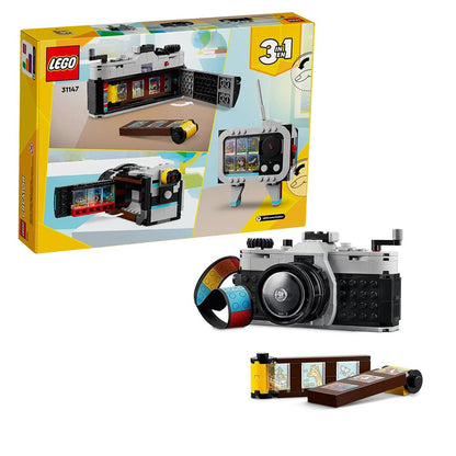 LEGO retro camera 3-in-1 set of miniature building block models for children's birthday gifts, children's collection toy set