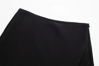 MUJER 2025 Black Mini Skirt Shorts Woman Fashion Asymmetric Skort For Women High