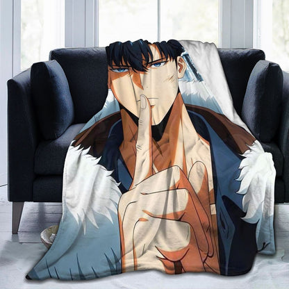 Anime Sung Jinwoo  Blankets Flannel Sofa Throw Blanket Breathable for Couch Bedding Outdoor Throws Bedspread Quilt