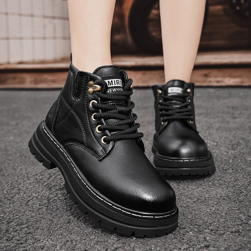 Luxury Brand Men's Lace-Up Shoes Winter Classic Mens High Top Boots Man Korean Version Casual Shoes Male Leather Fashion Boots