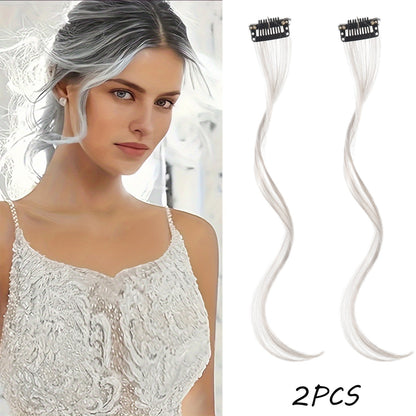 2PC Franja Sintética Extensões de Cabelo Peruca Cacheado Presilha Frontal Lateral Longa Ondulada Franja Loira Com Presilha Franja Invisível Cabelo Falso