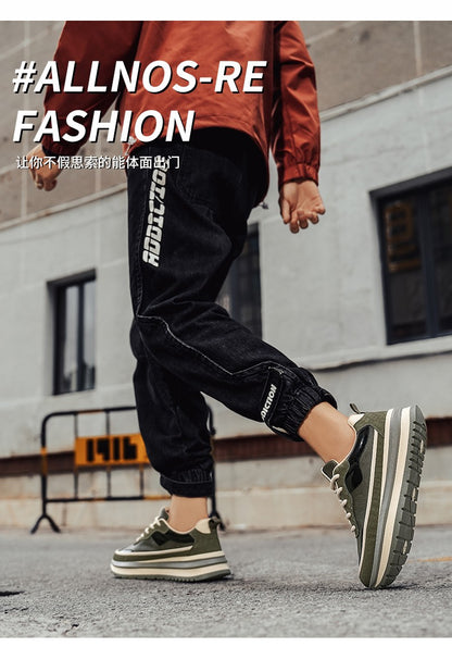 PARZIVAL Men Sneakers Casual Shoes Fashion Outdoor Sports Shoes Runner Tenis Trainer Leather Running Shoes Breathable Men Shoes