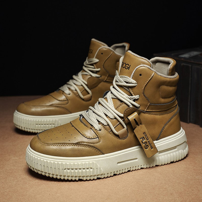 Fashion Leather Ankle Boots Men's Skate Sneakers Comforty Non Slip Wear Resistant Sole Winter Boots Preppy Street Casual Shoes