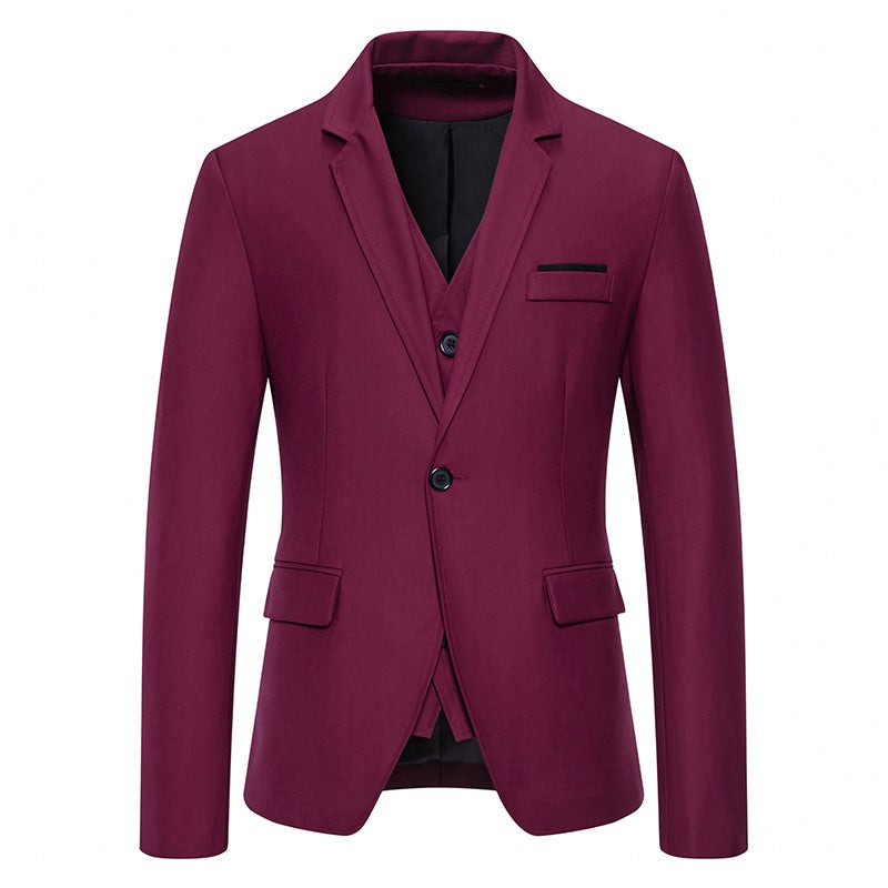 Blazer Men's Fashion Gentleman Solid Color Comfortable Business Color Match with Fake Two Wedding Casual Banquet Slim Suit