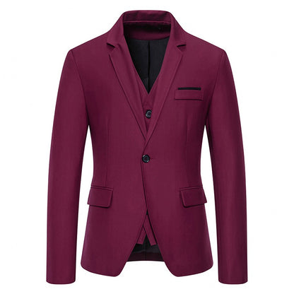 Blazer Men's Fashion Gentleman Solid Color Comfortable Business Color Match with Fake Two Wedding Casual Banquet Slim Suit