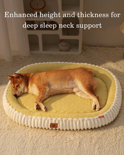 Flannel Dog Bed Autumn Winter Thickening Warmth Ellipse Dog Sofa Beds Bottom Detachable Soft Plush Pet Pad Dogs Accessories
