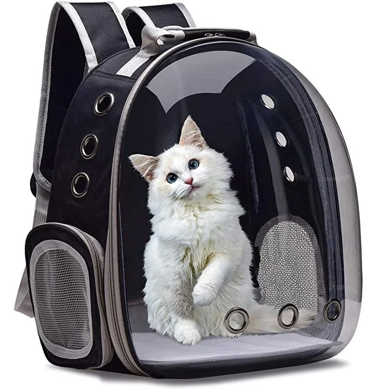 Mochila Transparente Cápsula Espacial para Transporte de Gatos e Pequenos Animais de Estimação, Filhotes, Gatinhos, Pássaros, Respirável para Viagem