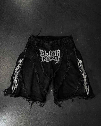 Elixir X Cozy Detachable Jeans Retro Punk Streetwear Ziipper Patchwork Stripe Denim Pants Men Black Baggy Hip Hop Splicing Jeans