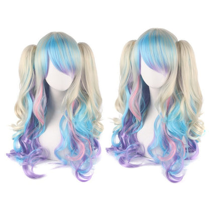 Cosplay Anime Wig Lolita Cute Lolita Double Ponytail Long Curled Hair Fake Hair Synthetic fiber wig