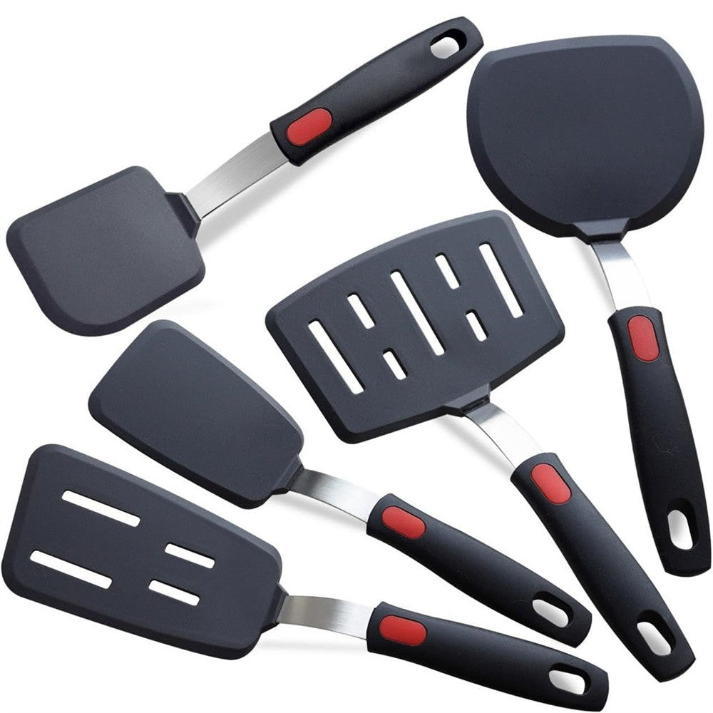 Espátula de Silicone para Panelas Antiaderentes Resistente a Altas Temperaturas, Espátula de Aço Inoxidável de Alta Qualidade para Fritar e Mexer, Utensílios de Cozinha