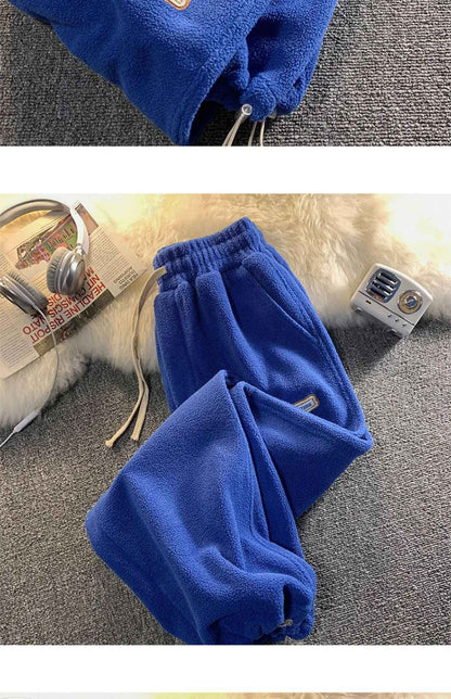 Lamb Velvet Thickened Fleece Women's Casual Pants Autumn Winter Warm Outdoor Wear Loose Fit Sports Trousers