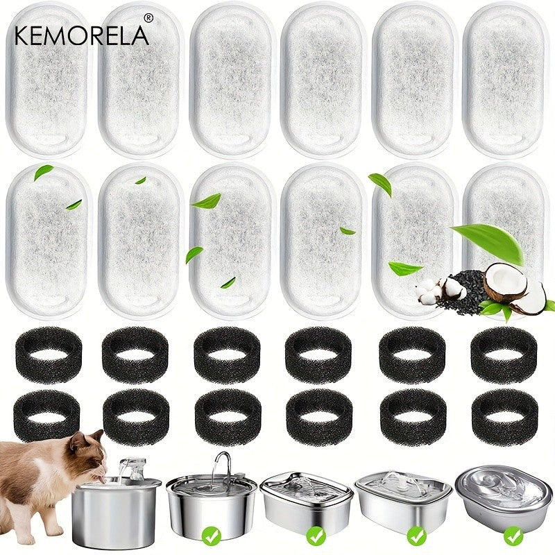 12/15PCS Cat Water Fountain Activated Carbon Sponge Filters for Stainless Steel Water Dispenser Pet Healthy Water Care Accessory