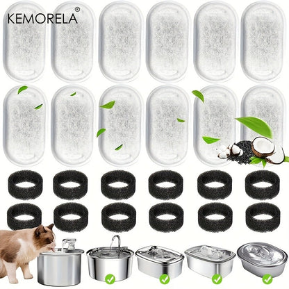 12/15PCS Cat Water Fountain Activated Carbon Sponge Filters for Stainless Steel Water Dispenser Pet Healthy Water Care Accessory