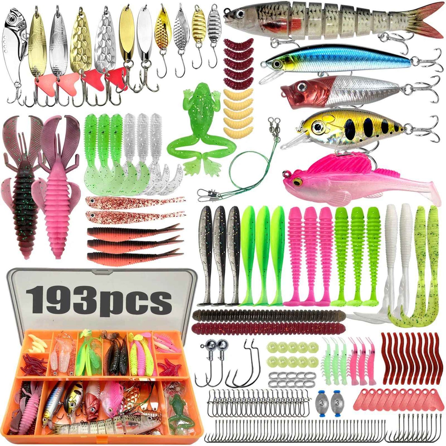 Kit de Iscas de Pesca 83/133/193/239/409 peças para Truta/Lúcio/Baixo, Conjunto de Iscas Múltiplas, Caixa de Pesca Profissional em Camadas