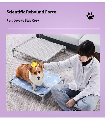 Cama Elevada para Pet de Aço Inoxidável - Estilo Militar para Todas as Estações Removível Lavável à Prova de Umidade para Cães e Gatos Pequenos