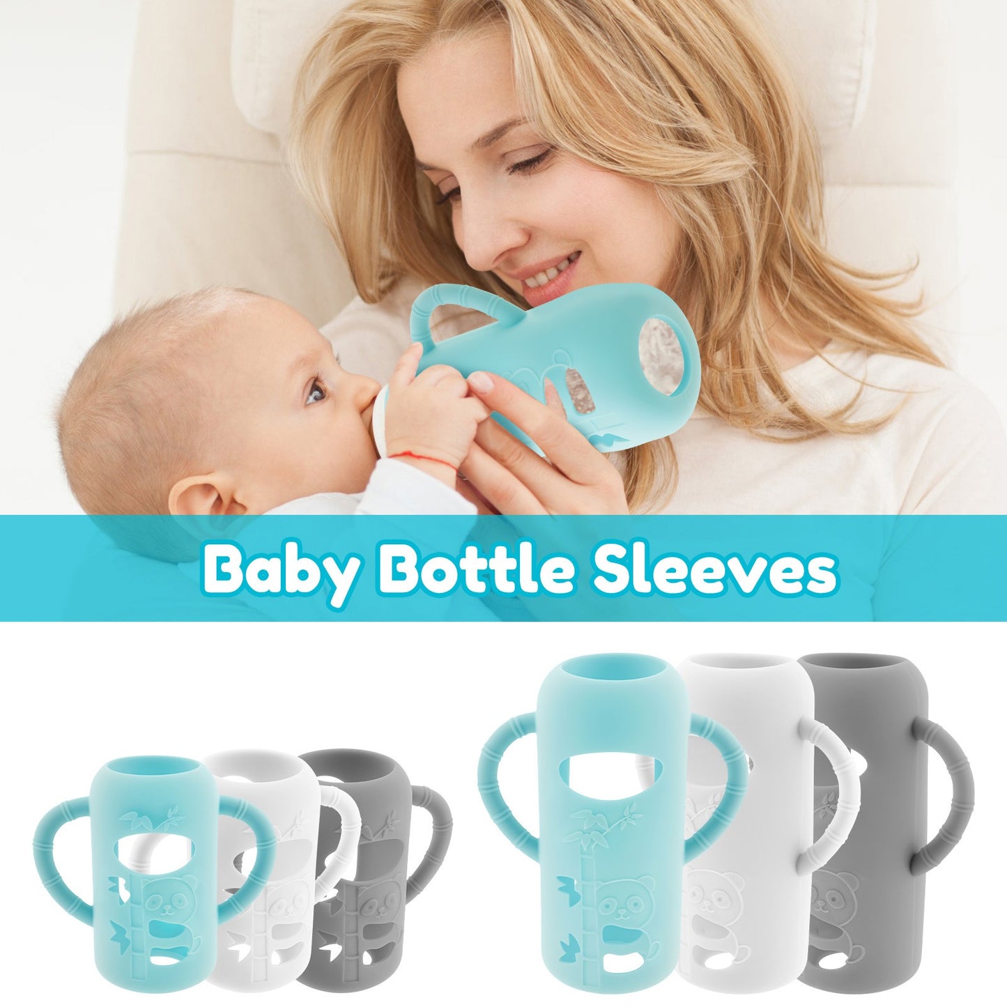 3Pcs Silicone Bottle Sleeves for Dr. Brown's Glass Baby Bottles Food-Grade Silicone Bottle Sleeves Insulated Baby Bottle Cover