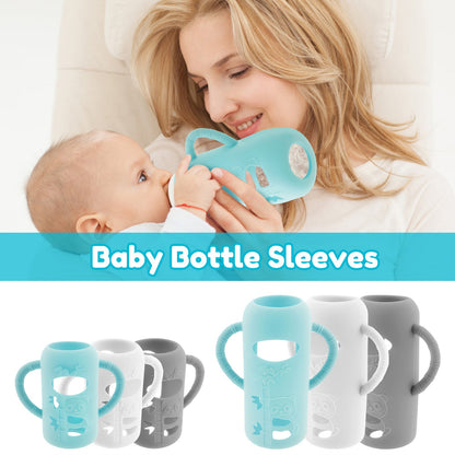 3Pcs Silicone Bottle Sleeves for Dr. Brown's Glass Baby Bottles Food-Grade Silicone Bottle Sleeves Insulated Baby Bottle Cover