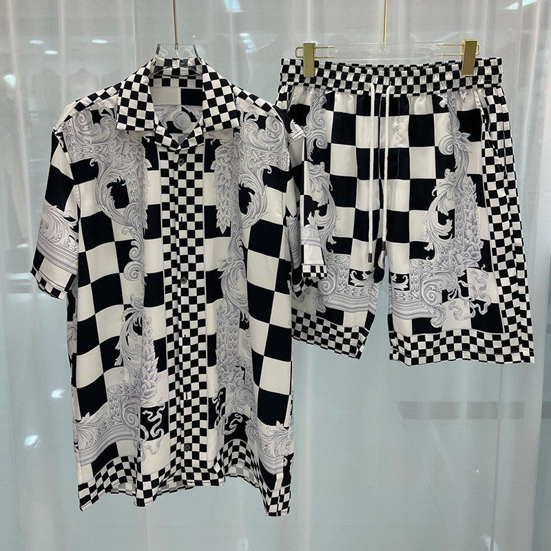 Vintage Men Shirts Sets Summer 3D Print Beach Short Sleeve Shirt Shorts Casual Trip Mens Hawaiian 2 Piece Suit S-2XL Man Blouse