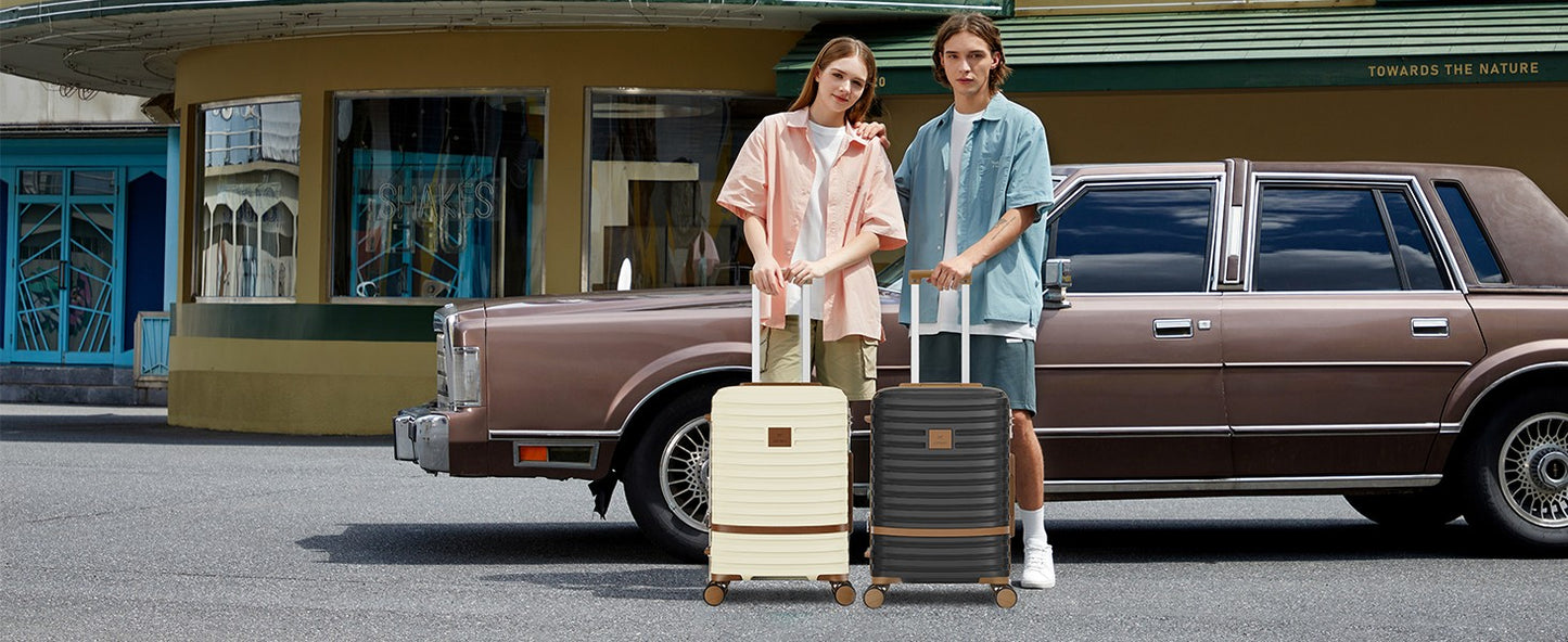 Joyway Luggage Set 6 Piece Suitcase Sets with Spinner Wheel,Hardside Expandable Travel Laggage with TSA Lock (18/20/24/28 White