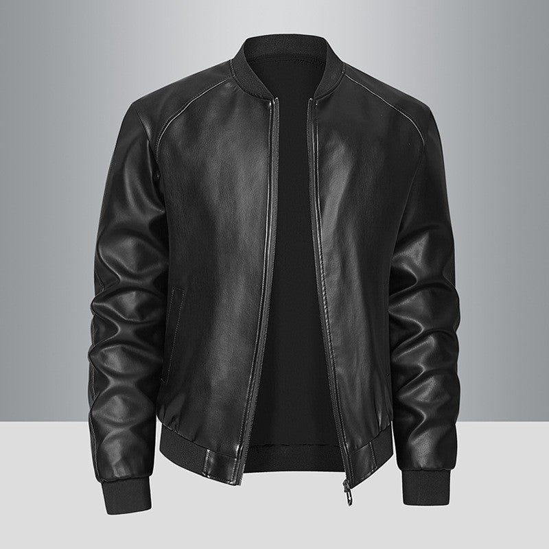 Spring Autumn Men Motorcycle Leather Jacket Junior Coat Men Stand Up Collar Casual Handsome Leather Jacket men Jacket