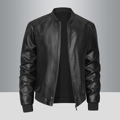Spring Autumn Men Motorcycle Leather Jacket Junior Coat Men Stand Up Collar Casual Handsome Leather Jacket men Jacket