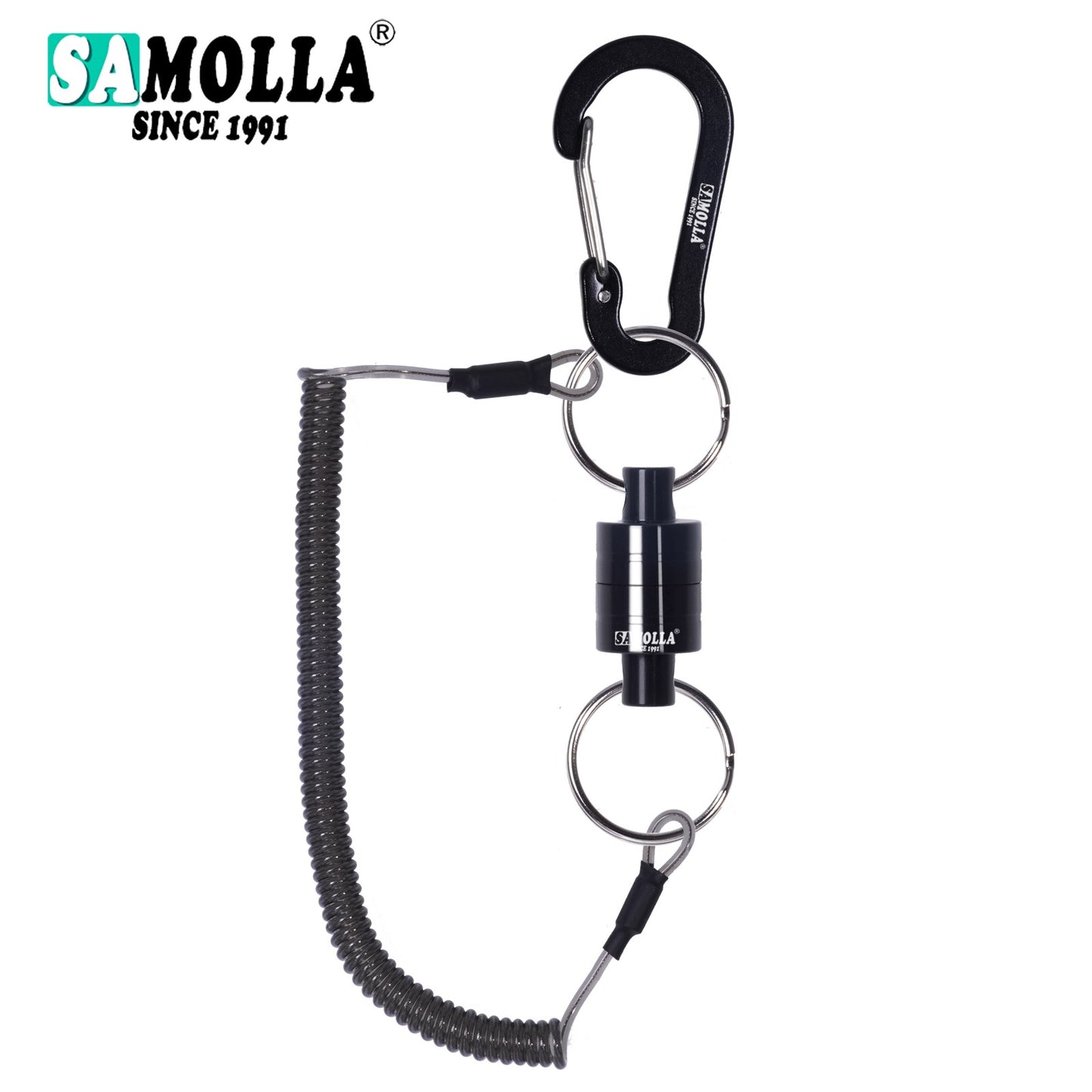 Suporte Magnético para Rede com Cordão Espiralado Ferramentas de Pesca com Mosca Ímã Forte Mosquetão Fivela Rápida Acessórios de Corda Anti-Queda
