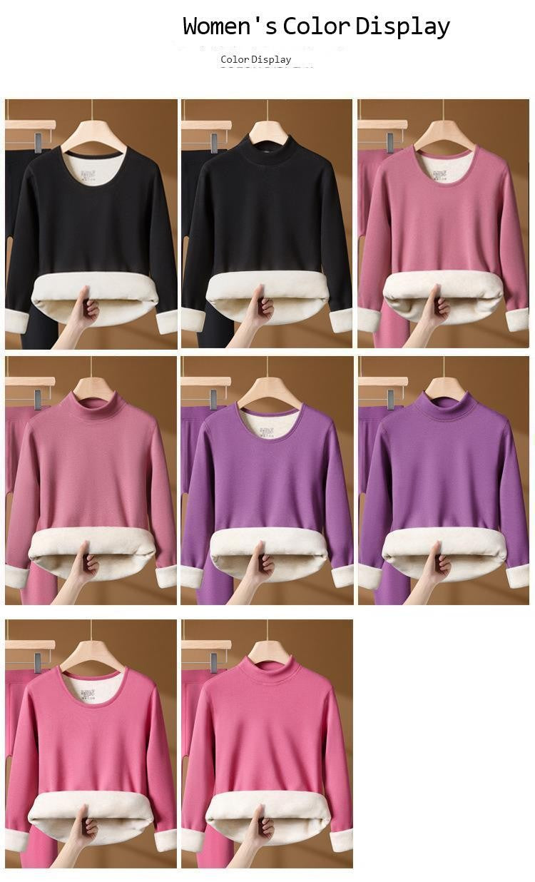 Winter Thermal Underwear Set For Men And Women Thick Velvet Lining Suitable For Wearing Cold Warm Underwear's Top And Bottoms