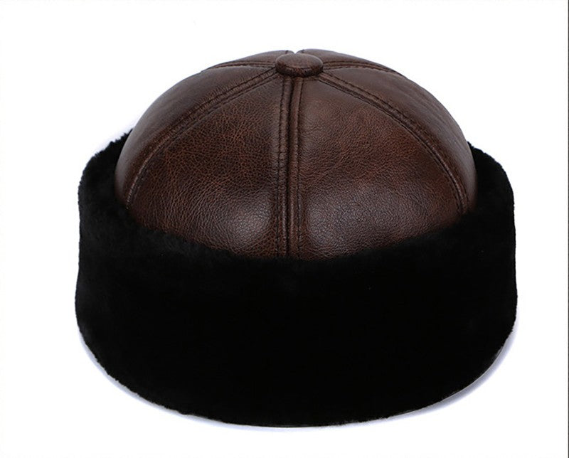 Brand New Style 2025 Retro Cowhide Bomber Hat Winter Keep Warm Caps Men Women Real Leather Cap Thick Velvet Dad Hat Leather Hat