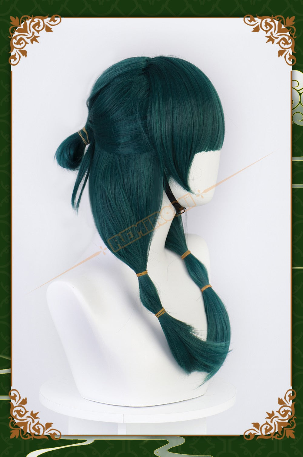 Peruca de Cosplay Maomao Sintética Anime The Apothecary Diaries Cabelo Verde 2 Estilos Kusuriya no Hitorigoto Grampo de Cabelo Touca + Touca de Peruca