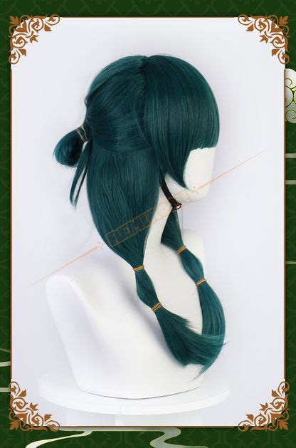 Peruca de Cosplay Maomao Sintética Anime The Apothecary Diaries Cabelo Verde 2 Estilos Kusuriya no Hitorigoto Grampo de Cabelo Touca + Touca de Peruca