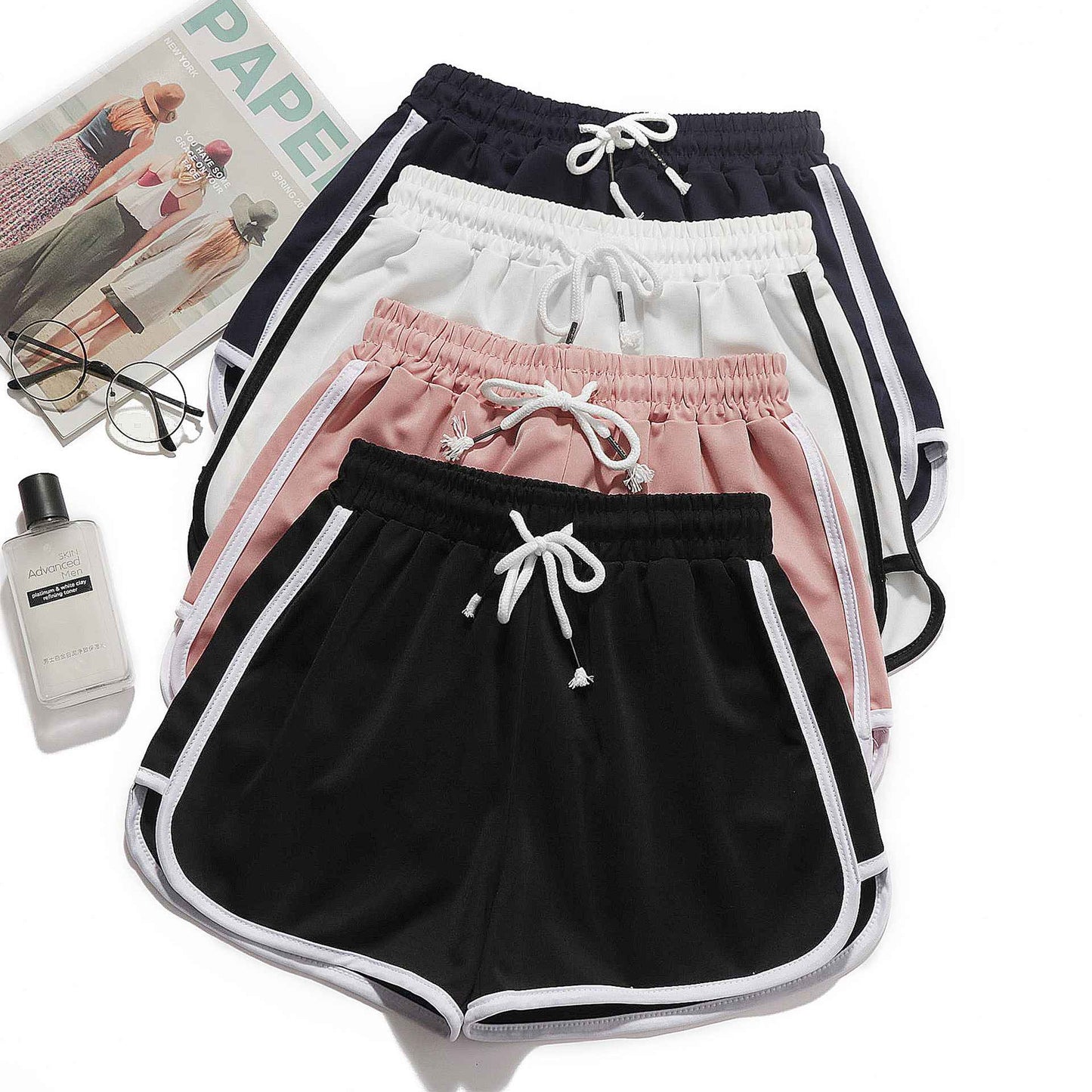 1pcs Summer Women Casual Solid Shorts Girl Gym Workout Shorts Pants Ladies Mid Waisted Yoga Short Student  Loose Shorts S-3XL