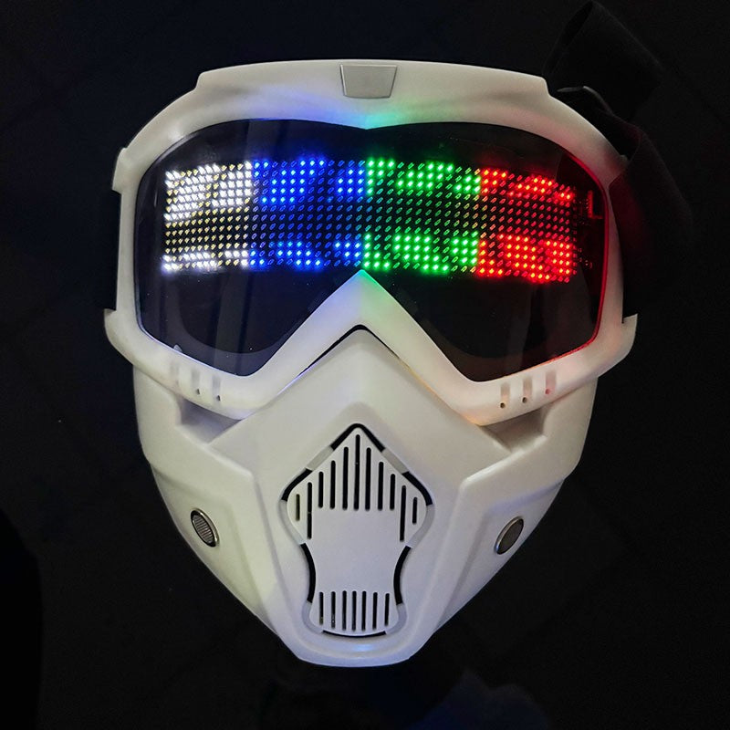High Quality LED Glowing Mask DIY Patterns Punk Style Full Face Goggles Mask For Adult Bluetooth Button Control Change Mask