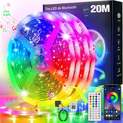 Smart LED Strip Lights 5m-20m Music Sync 5V RGB Led Light with App and Remote Control Christmas Party Room Decoration Lighting