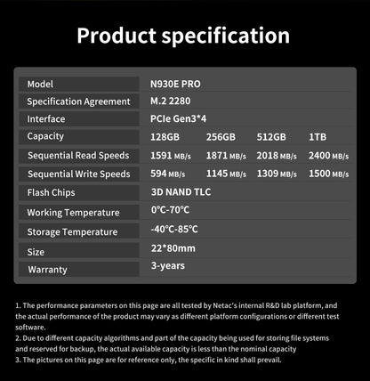 Netac SSD NVMe M2 1TB 128GB 256GB 512GB M.2 SSD NVMe PCIe Disco Rígido SSD Interno para Laptop Desktop