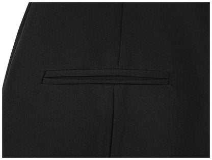 Women's black short puff sleeve mini dress with a stylish boat neckline design and pocket details, suitable for elegant occasion