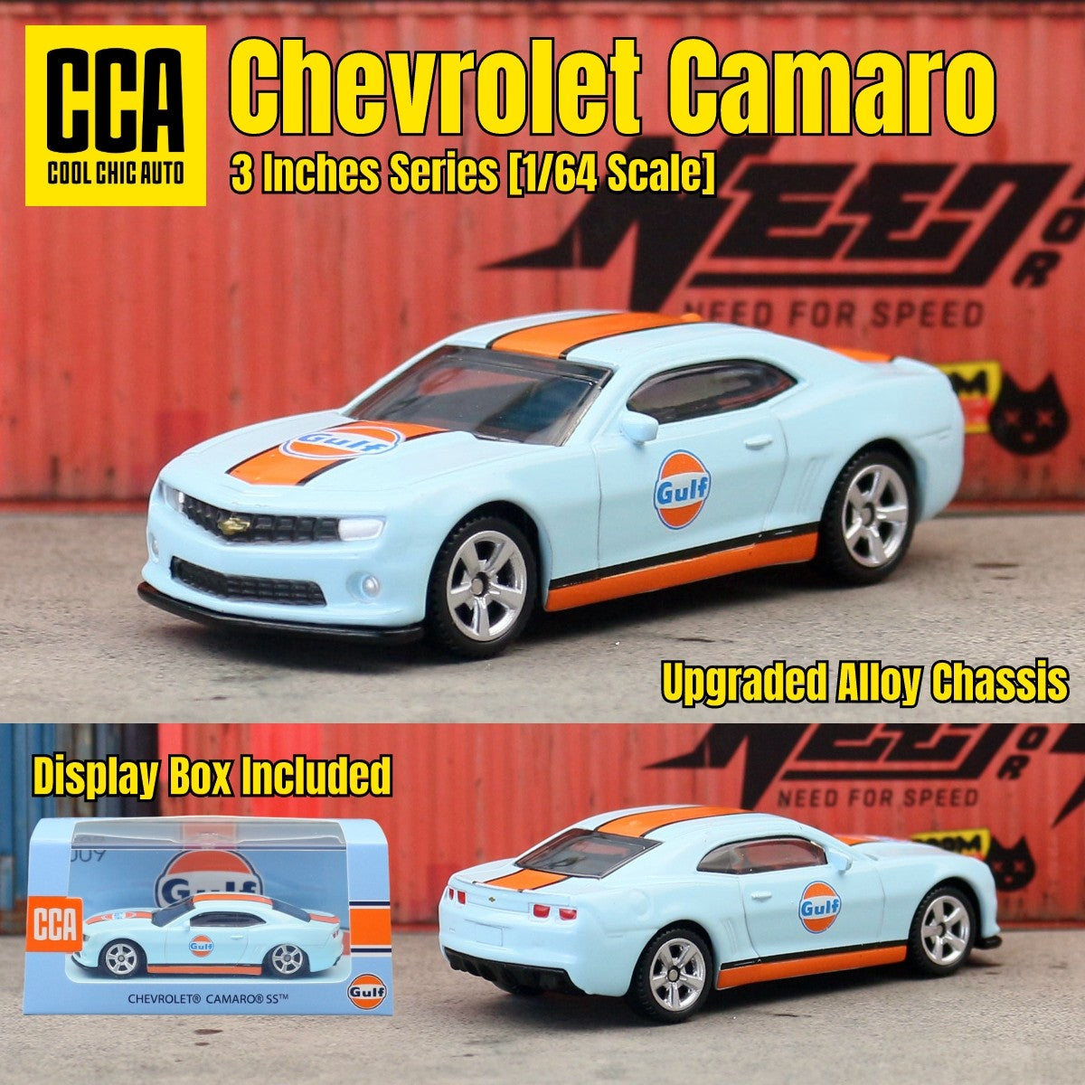 CCA 1/64 Carrinho de Brinquedo Diecast Com Caixa de Exibição GULF BMW Volkswagen Lamborghini Chevrolet Ford Rodas Livres Coleção Miniatura