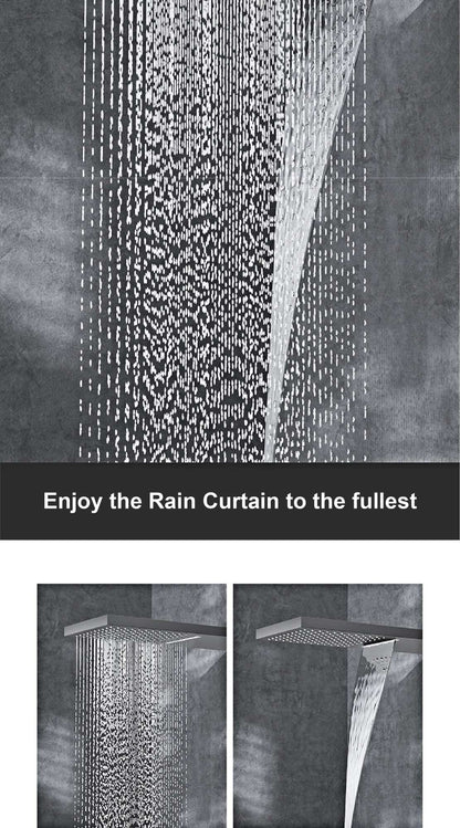 Luxury gun gray brass thermostatic shower system wall mounted LED digital display hot and cold water bathroom embedded faucet