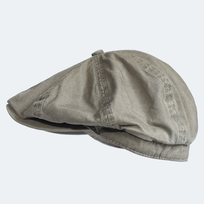 Washed Cotton Newsboy Cap Peaky Octagonal Hat Vintage Casual Cap Solid Berets Visor Gatsby Flat Ivy Hat