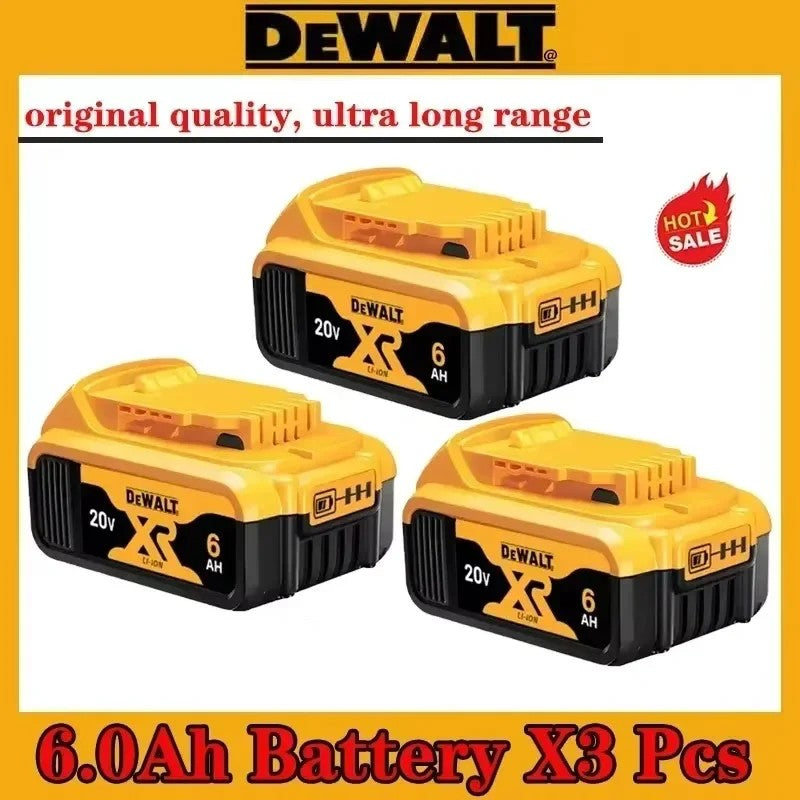 Bateria Original DeWALT 20V 5.0Ah 6.0Ah MAX FlexVolt para Ferramenta Elétrica DCB606 DCB205 DCB206 DCB209 DCB182 com Carregador