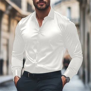New men's shirt, brand new and genuine, uniform color, long sleeves, elastic fabric, multiple colors available for selection, su