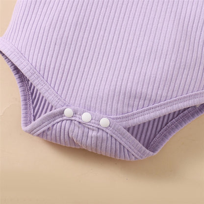 0-18Months Baby Girl Clothes Set Purple Short Sleeve Romper + Flowers Shorts with Headband Toddler Girl Summer 3PCS Outfit